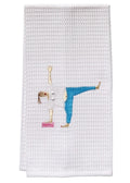 Guest Towel - White Waffle Weave, Embroidered People