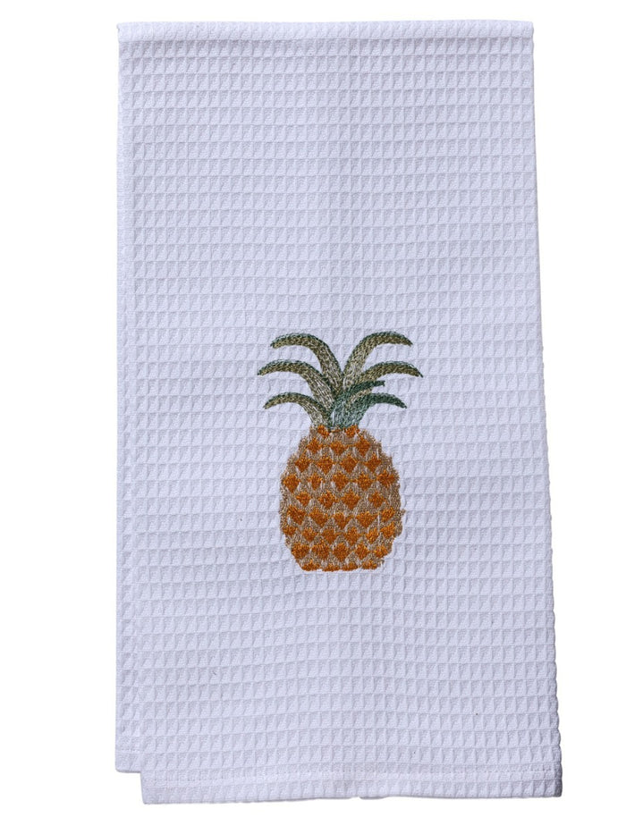 Guest Towel - White Waffle Weave, Embroidered People
