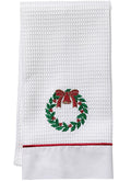 Guest Towel - White Waffle Weave, Satin Stitch, Embroidered