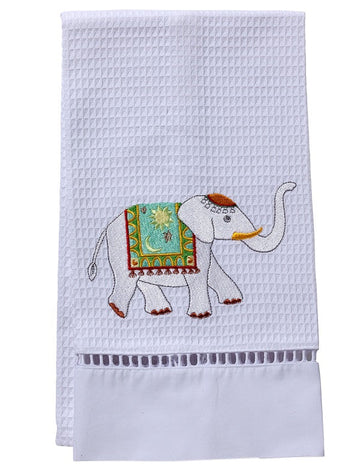 Guest Towel, Ladder Lace, Embroidered Animals