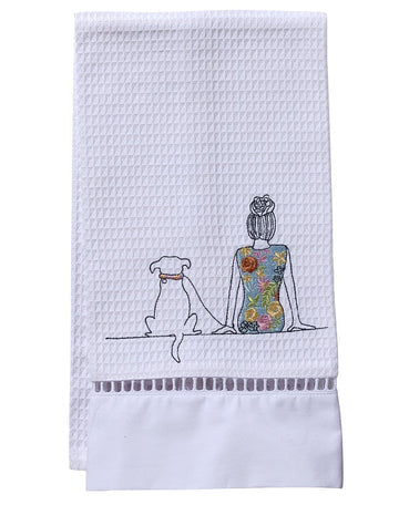 Guest Towel, Ladder Lace, Embroidered Animals