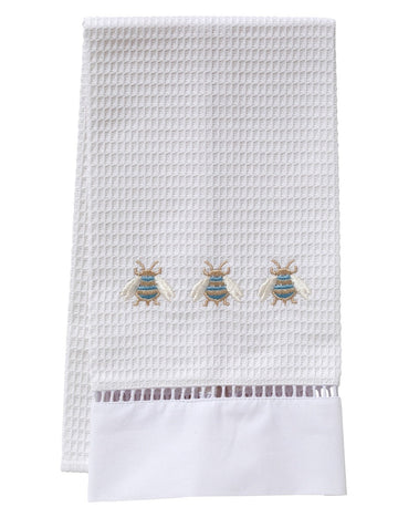 Guest Towel, Ladder lace, Embroidered Bees