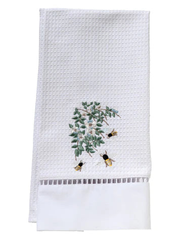 Guest Towel, Ladder lace, Embroidered Bees