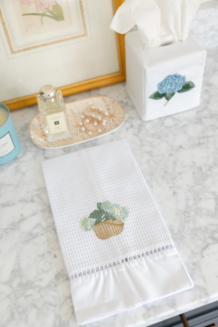 Guest Towel, Ladder Lace, Embroidered Botanical