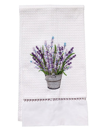 Guest Towel, Ladder Lace, Embroidered Botanical