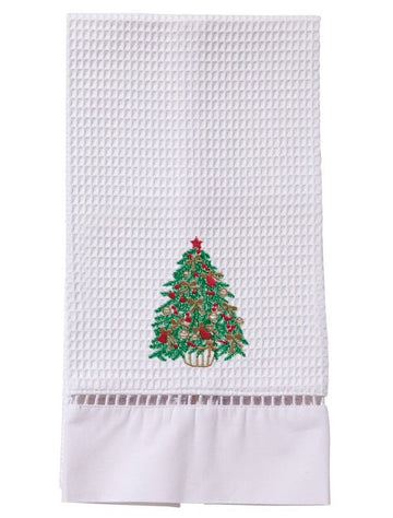Guest Towel, Ladder Lace, Embroidered Holiday