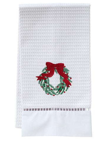 Guest Towel, Ladder Lace, Embroidered Holiday