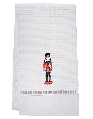 Guest Towel, Ladder Lace, Embroidered Holiday