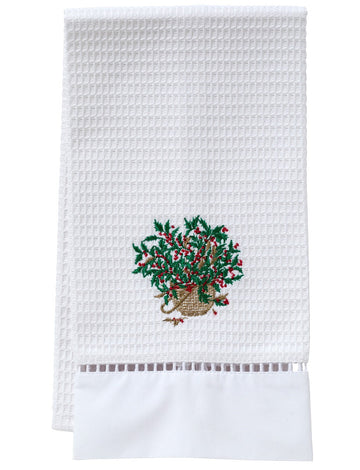 Guest Towel, Ladder Lace, Embroidered Holiday