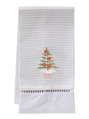 Guest Towel, Ladder Lace, Embroidered Holiday
