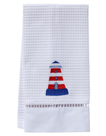 Guest Towel, Ladder Lace, Embroidered Nautical
