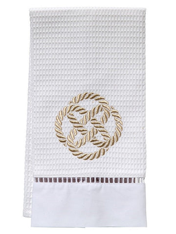 Guest Towel, Ladder Lace, Embroidered Nautical