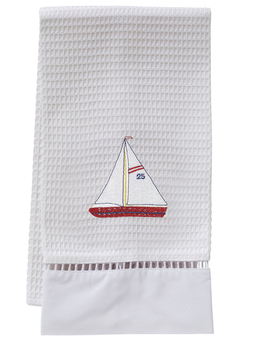 Guest Towel, Ladder Lace, Embroidered Nautical