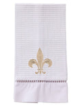 Guest Towel, Ladder Lace, Embroidered Scrolls
