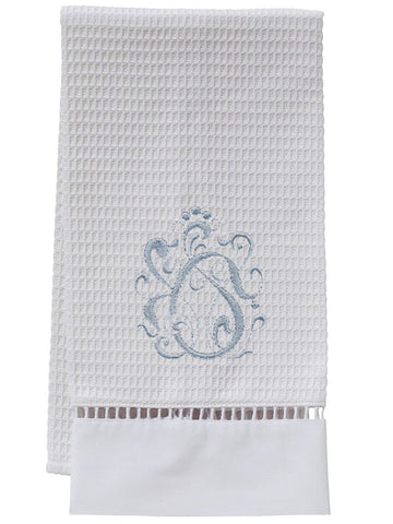 Guest Towel, Ladder Lace, Embroidered Scrolls