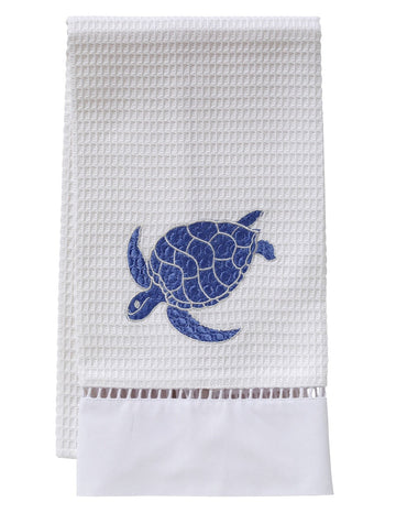 Guest Towel, Ladder Lace, Embroidered Sea Life