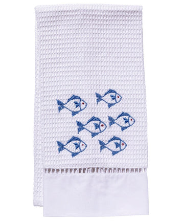 Guest Towel, Ladder Lace, Embroidered Sea Life