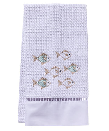 Guest Towel, Ladder Lace, Embroidered Sea Life