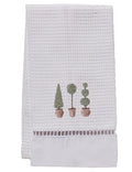 Guest Towel, Ladder Lace, Embroidered Topiary