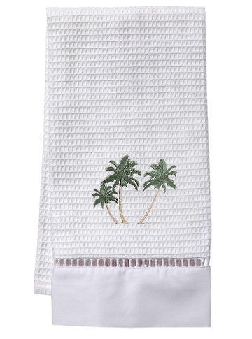 Guest Towel, Ladder Lace, Embroidered Topiary