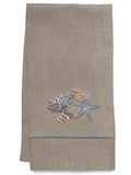 Guest Towel, Natural Linen, Shell Collection (Duck Egg Blue)