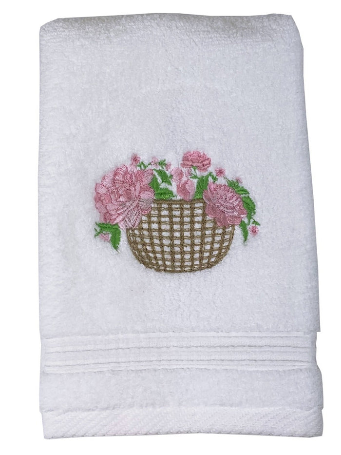 Guest Towel, Terry, Basket of Peonies (Pink)