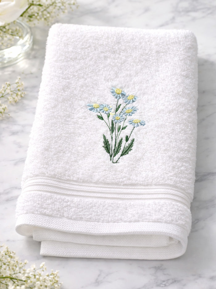 Guest Towel, Terry, Botanical Embroidered