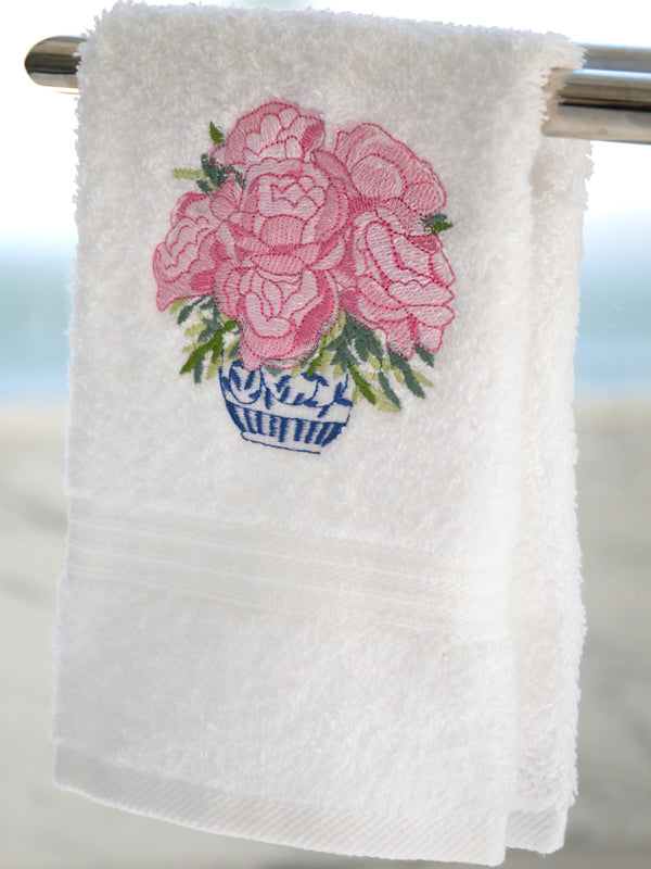 Guest Towel, Terry, Botanical Embroidered