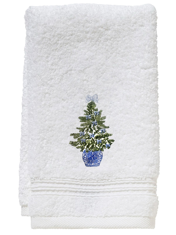 Guest Towel, Terry, Chinoiserie Christmas Tree