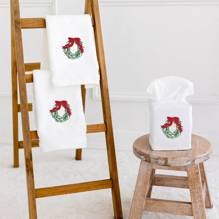 Guest Towel, Terry, Christmas Wreath