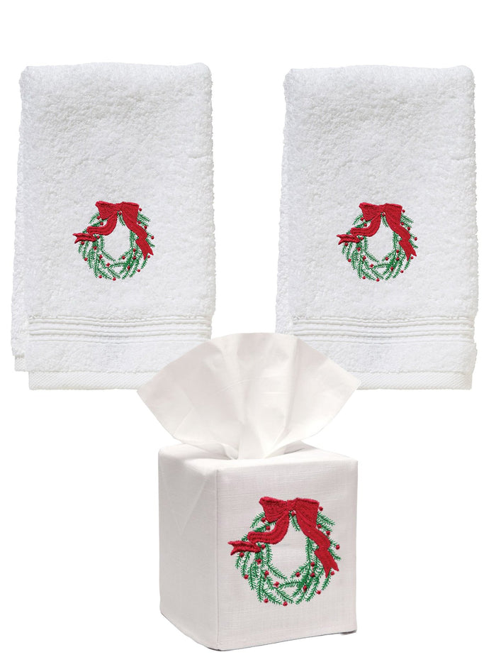 Guest Towel, Terry, Christmas Wreath