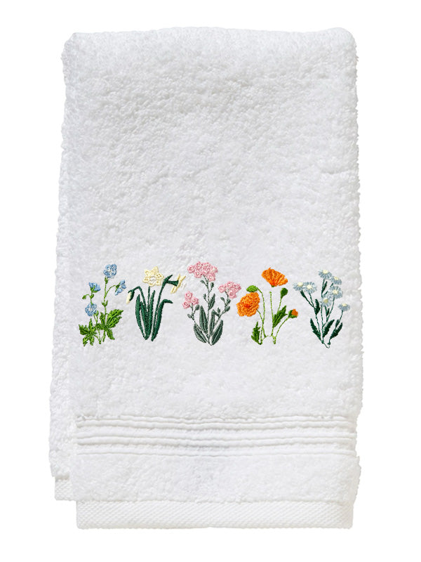Guest Towel, Terry, Embroidered Blooms