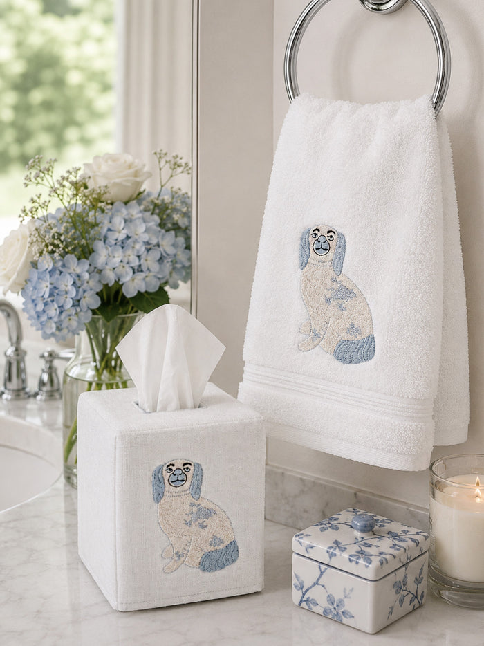Guest Towel, Terry, Embroidered Chinoiserie