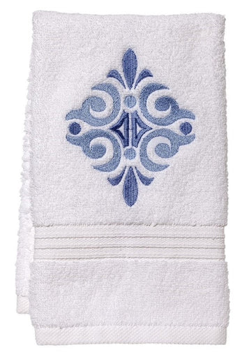 Guest Towel, Terry, Embroidered Scrolls