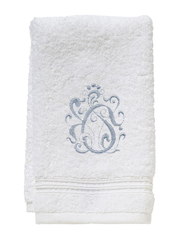 Guest Towel, Terry, Embroidered Scrolls