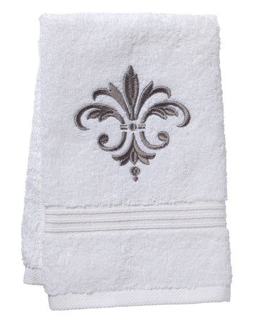 Guest Towel, Terry, Embroidered Scrolls