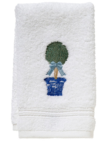 Guest Towel, Terry, Embroidered Topiary