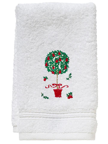 Guest Towel, Terry, Embroidered Topiary