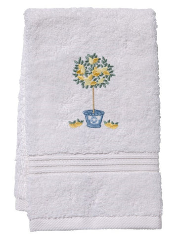 Guest Towel, Terry, Embroidered Topiary