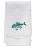 Guest Towel, Terry, Swimming Fish (Aqua)