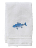 Guest Towel, Terry, Swimming Fish (Blue)