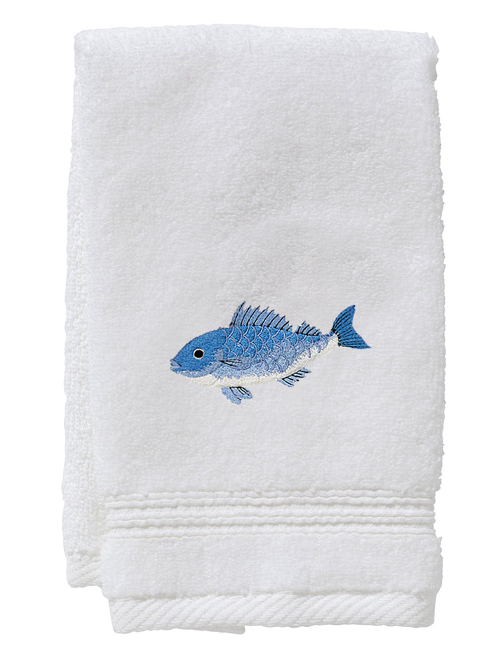 Guest Towel, Terry, Swimming Fish (Blue)