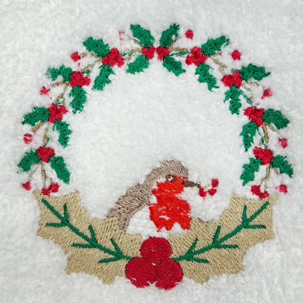 Guest Towel, Waffle Weave and Satin Trim, Christmas Tree