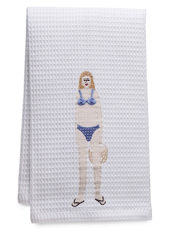 Guest Towel, Waffle Weave, Bikini Girl (Blue)
