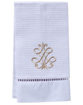 Guest Towel, Waffle Weave, French Scroll (Beige)