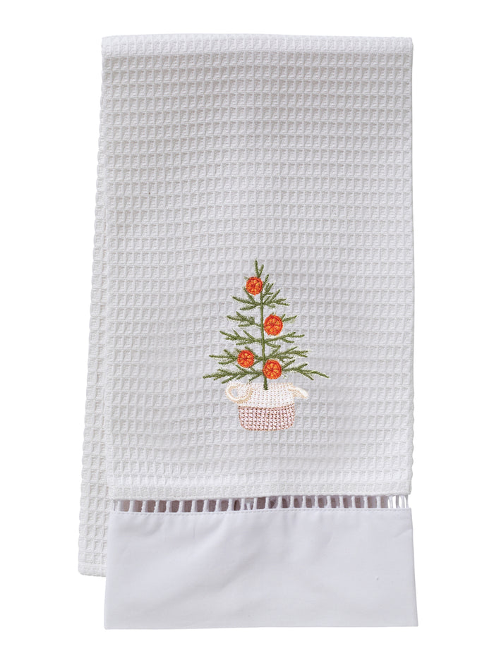 Guest Towel, Waffle Weave, Oranges for Christmas