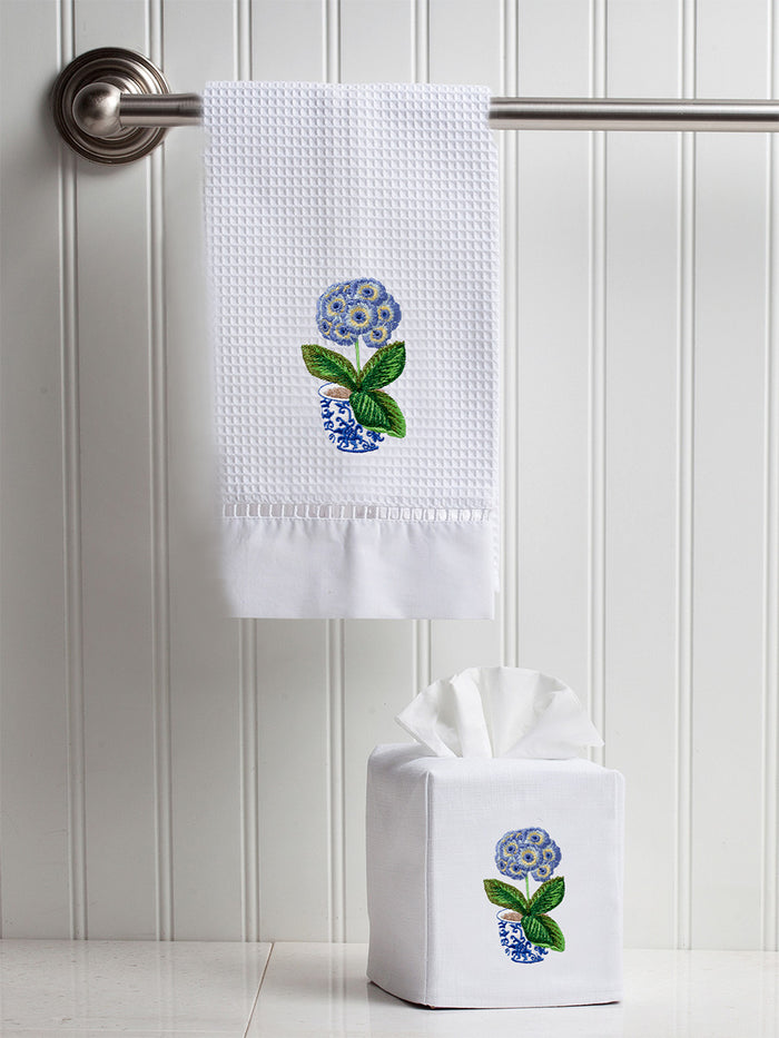 Guest Towel, Waffle Weave, Potted Primrose (Blue)