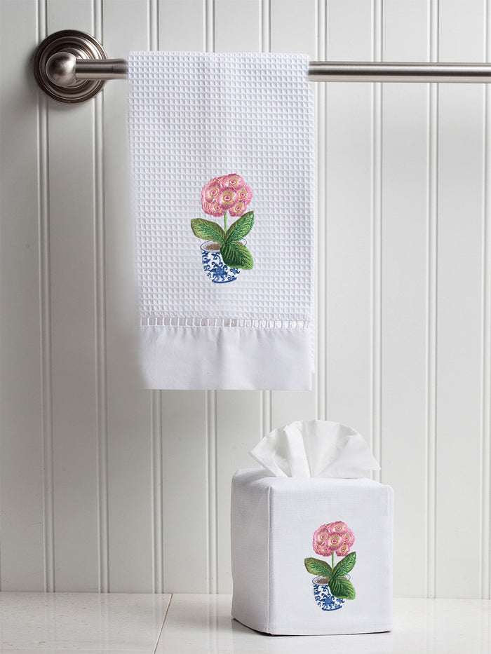 Guest Towel, Waffle Weave, Potted Primrose (Pink)