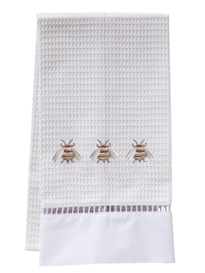 Guest Towel, Waffle Weave, Three Napoleon Bees (Beige)