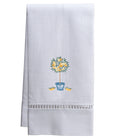 Guest Towel, White Linen/Cotton & Ladder Lace, Lemon Topiary Tree